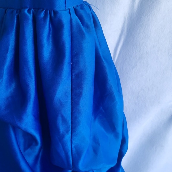 toddler girls‎ size 4 blue satiny gathered rouched long formal dress - Picture 6 of 7